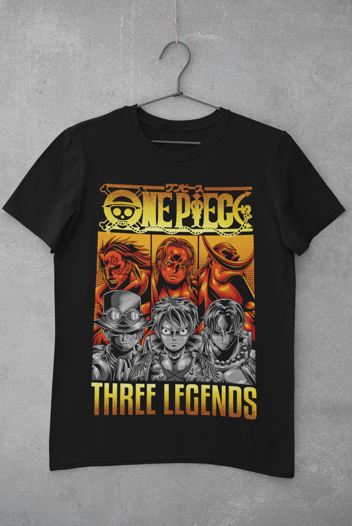 Unisex - 2 Generations, 3 Legends - One Piece Tee (Black Only) ⚓🔥👹🔥✨