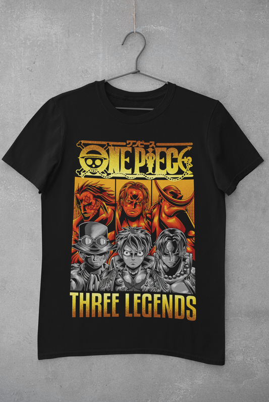 Unisex - 2 Generations, 3 Legends - One Piece Tee (Black Only) ⚓🔥👹🔥✨