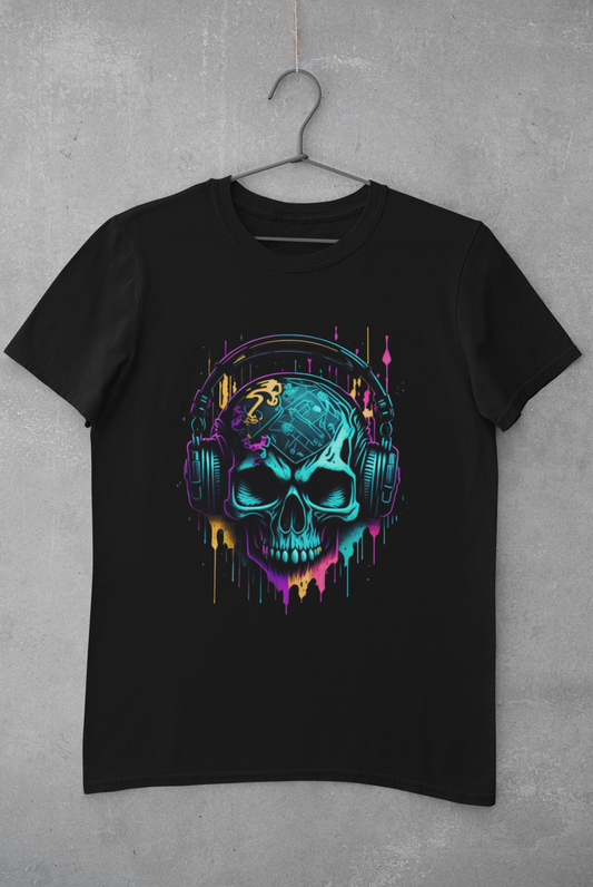 Unisex - 🎧💀 Groove in style with this vibrant skull tee